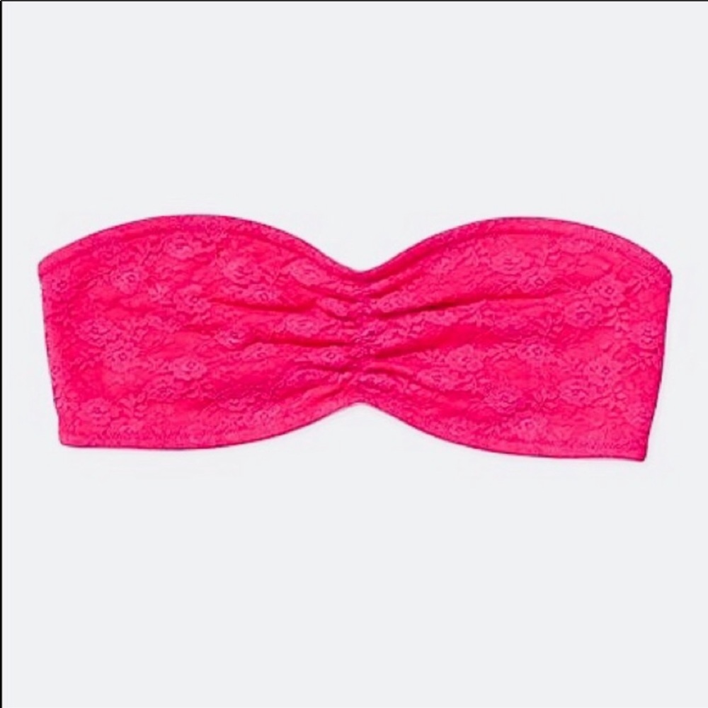 Pink NWOT Cinched Lace Bandeau Bra